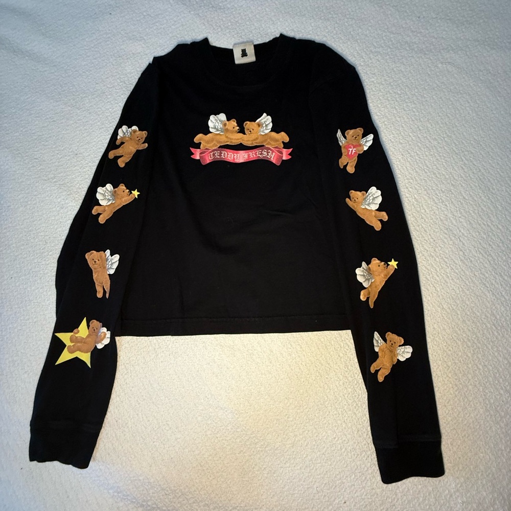 Teddy Fresh Black Long Sleeve with Cherub Bear Design